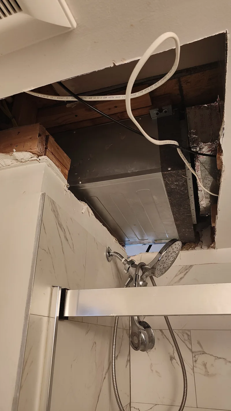 Open ceiling before drywall repair